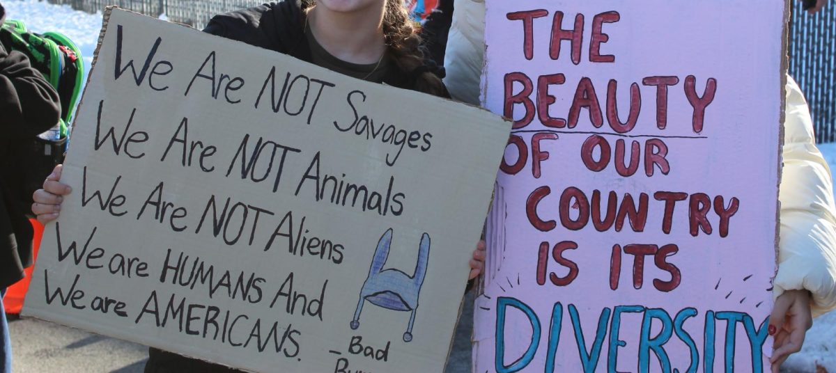 Signs seen at the February 10 organized student-led walkout at OHS. 